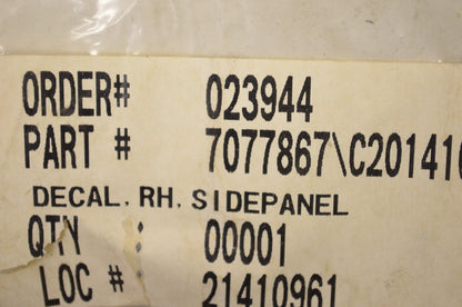 OEM Polaris 7077867 Right Hand Side Panel Decal NOS