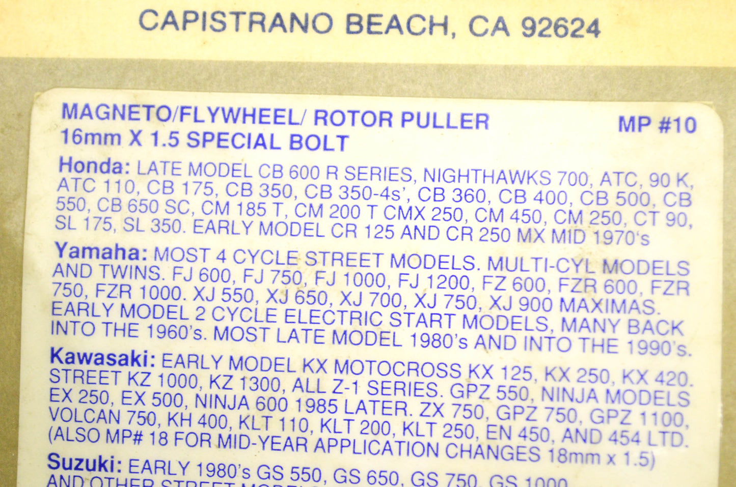 New DS Sales Magneto Flywheel Puller 16mm X 1.5mm NOS