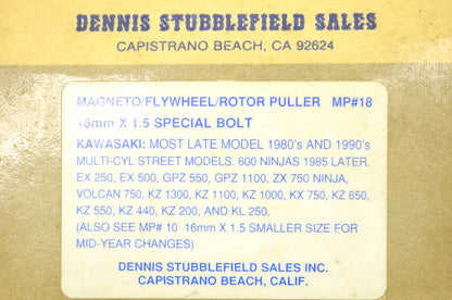 New DS Sales Magneto Flywheel Puller 18mm X 1.5mm NOS