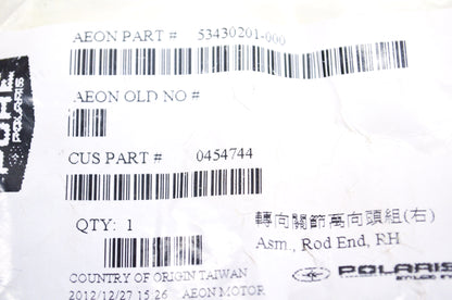OEM Polaris 454744 Right Tie Rod End Assembly NOS