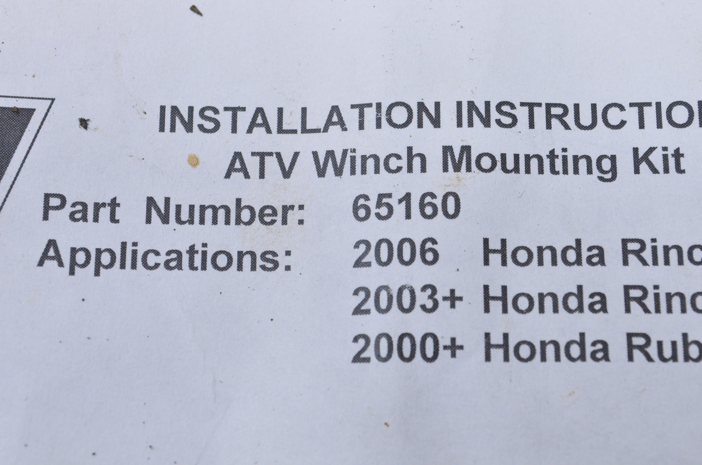 Warn 65160 Honda Winch Mount Kit NOS