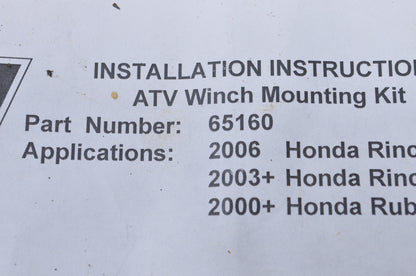 Warn 65160 Honda Winch Mount Kit NOS