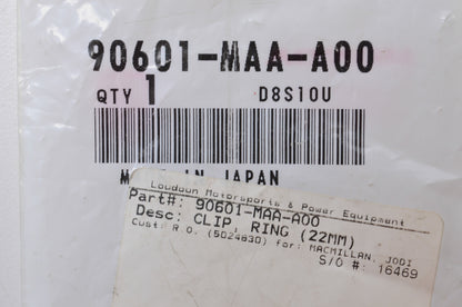 OEM Honda 90601-MAA-A00 Ring Clip 22mm NOS