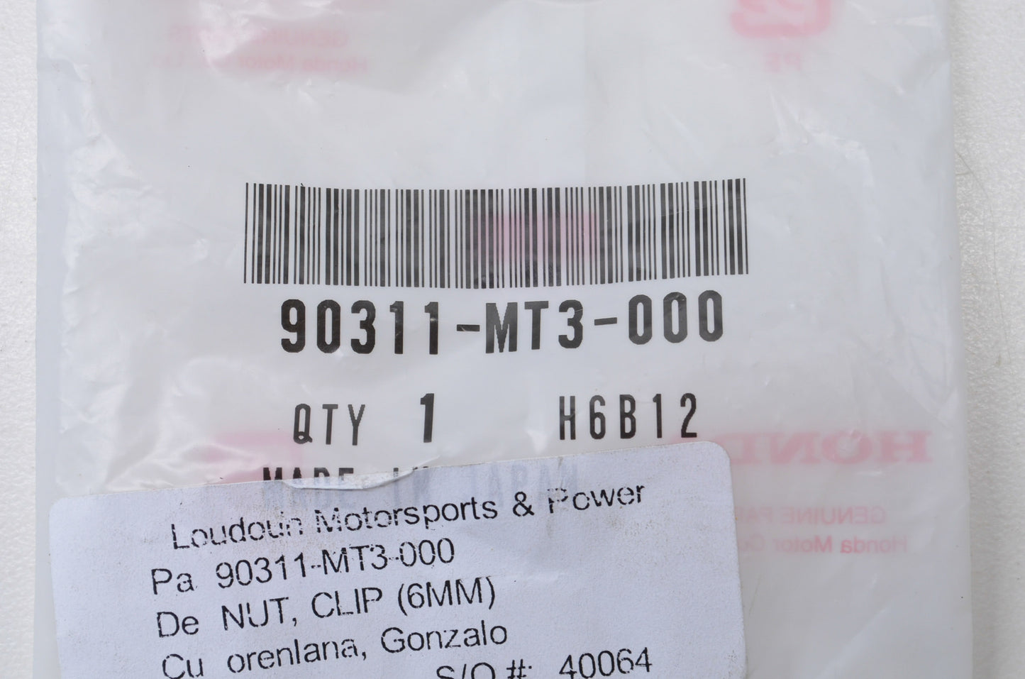 OEM Honda 90311-MT3-000 Clip Nut 6mm NOS