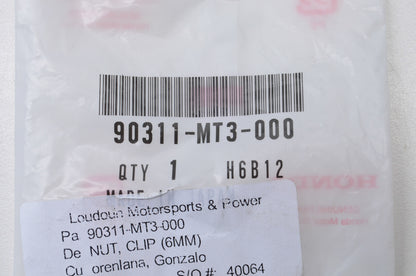 OEM Honda 90311-MT3-000 Clip Nut 6mm NOS