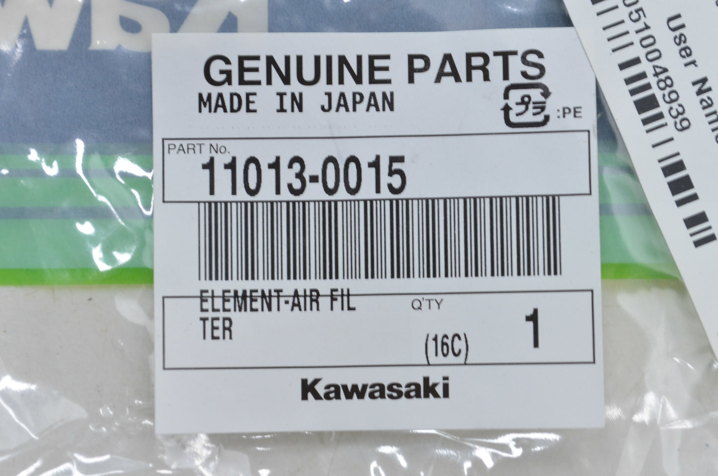 OEM Kawasaki 11013-0015 Air Filter Element NOS