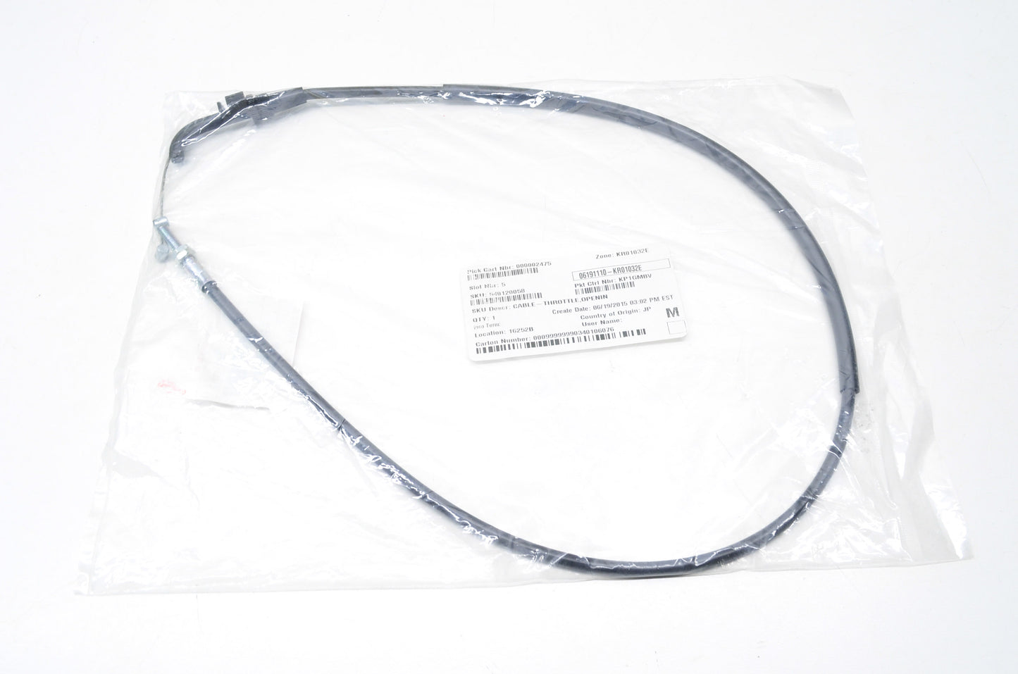 OEM Kawasaki 54012-0058 Opening Throttle Cable NOS