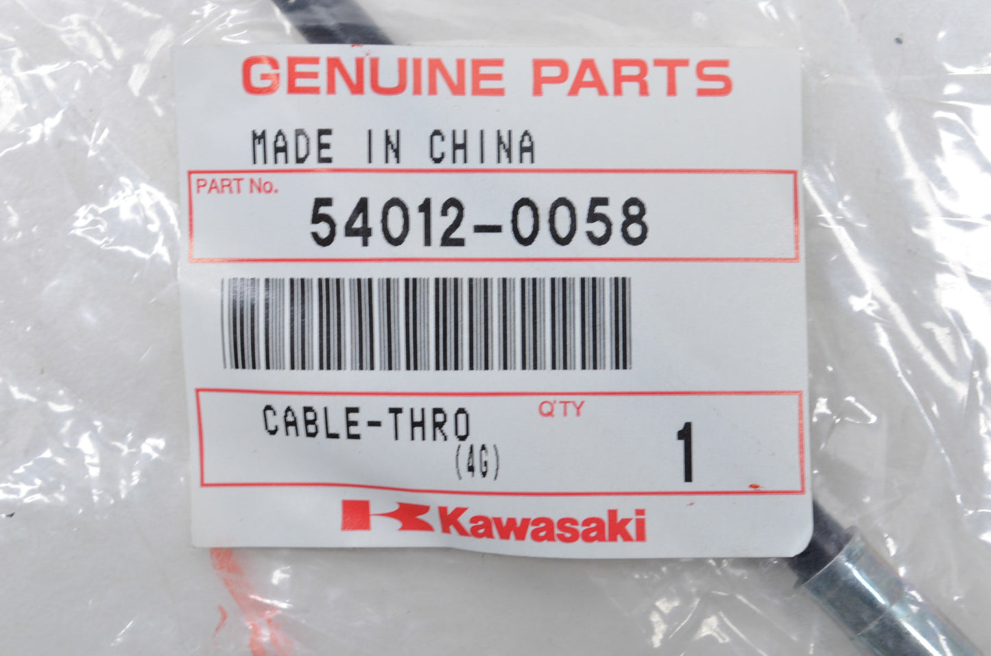 OEM Kawasaki 54012-0058 Opening Throttle Cable NOS