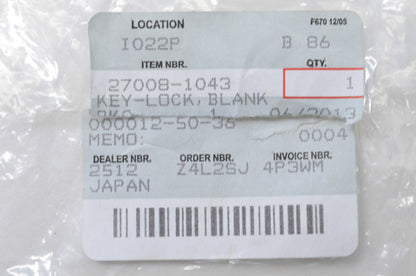 OEM Kawasaki 27008-1043 Blank Lock Key NOS