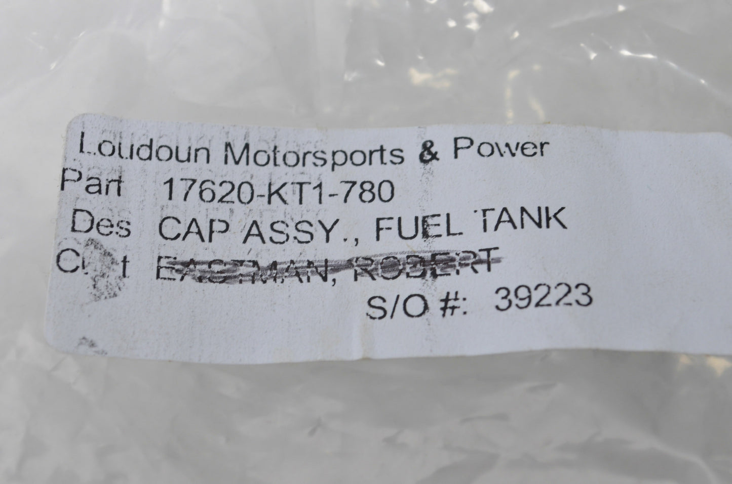 OEM Honda 17620-KT1-780 Fuel Tank Cap Assembly NOS
