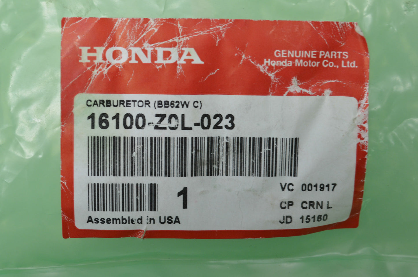OEM Honda 16100-Z0L-023 Carburetor NOS