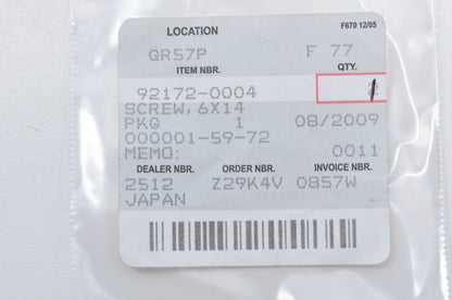 OEM Kawasaki 92172-0004 Screw 6x14 NOS