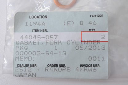 OEM Kawasaki 44045-057 Fork Cylinder Gasket NOS
