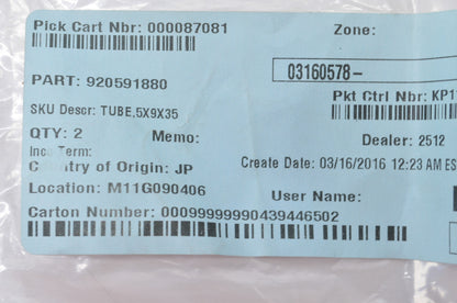 OEM Kawasaki 92059-1880 Tube 5X9X35 NOS