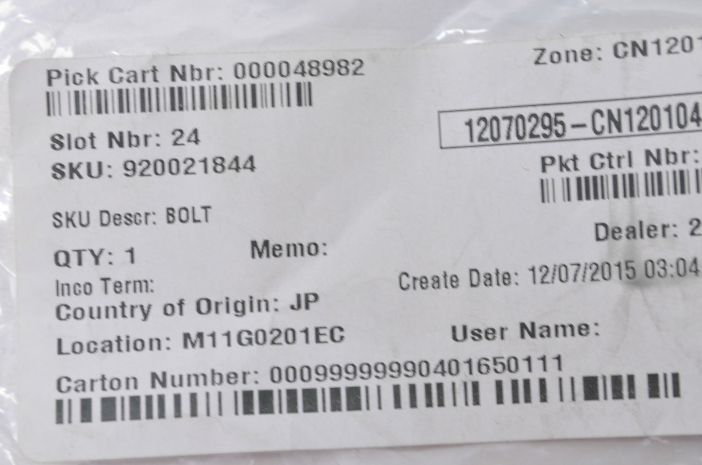 OEM Kawasaki 920021844 Black Flanged Bolt 10X41 NOS