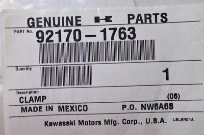 New OEM Kawasaki 92170-1763 Clamp NOS
