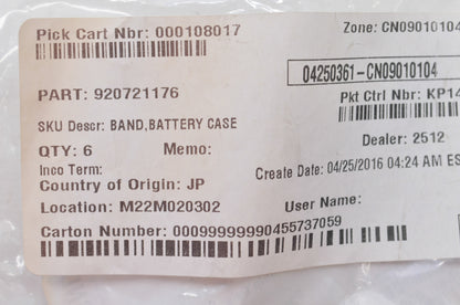 OEM Kawasaki 92072-1176 Battery Case Band NOS