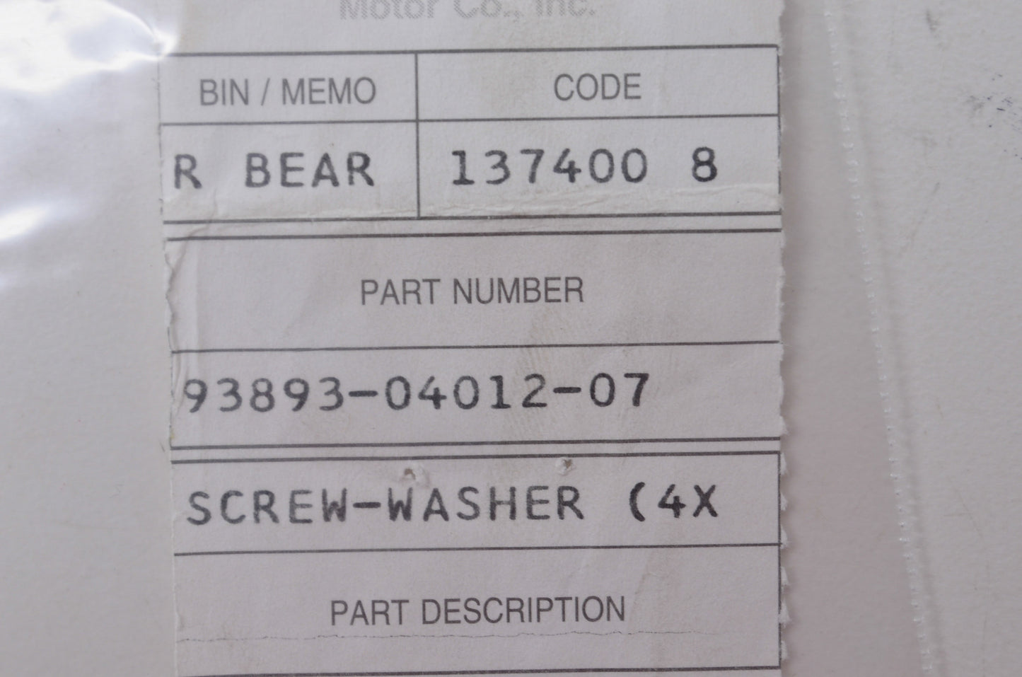 OEM Honda 93893-04012-07 Washer Screw (4X12) NOS