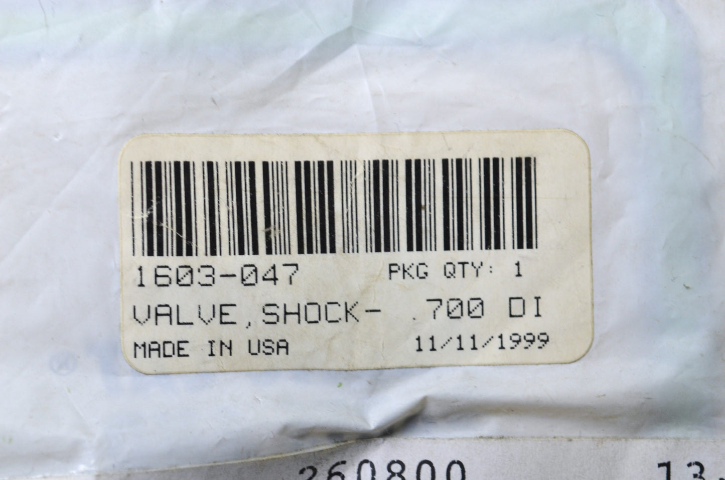 OEM Arctic Cat 1603-047 Valve Shock .700 Diax.015 NOS