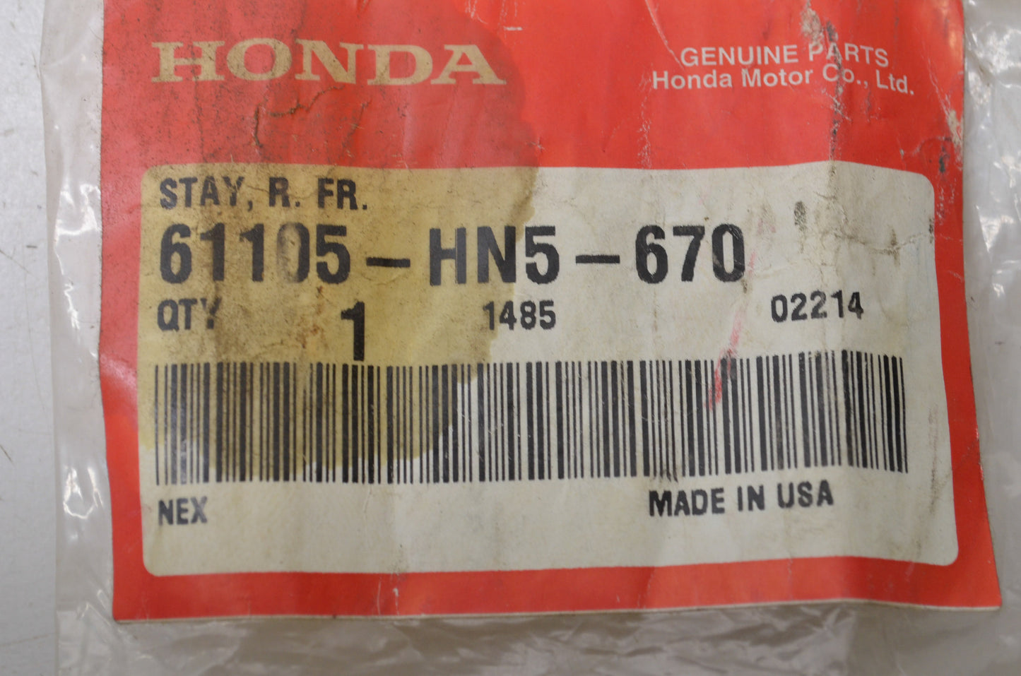 OEM Honda 61105-HN5-670 Right Front Stay NOS