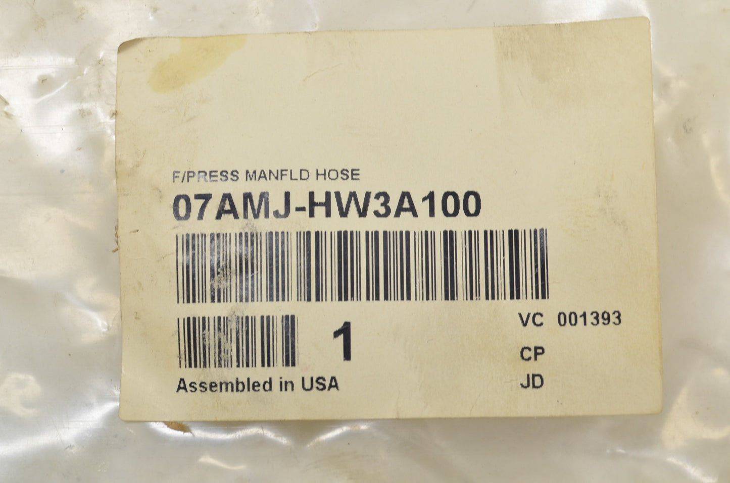 OEM Honda 07AMJ-HW3A100 Fuel Pressure Manifold Hose NOS