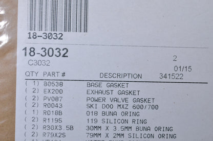 Cometic 18-3032, C3032 Top End Gasket Kit NOS