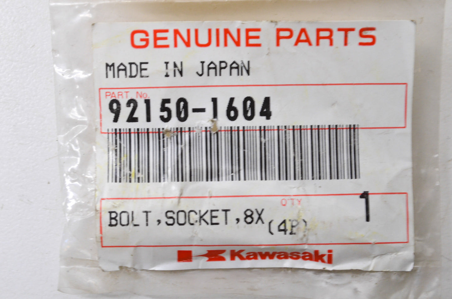 OEM Kawasaki 92150-1604 Socket Bolt 8X30 NOS