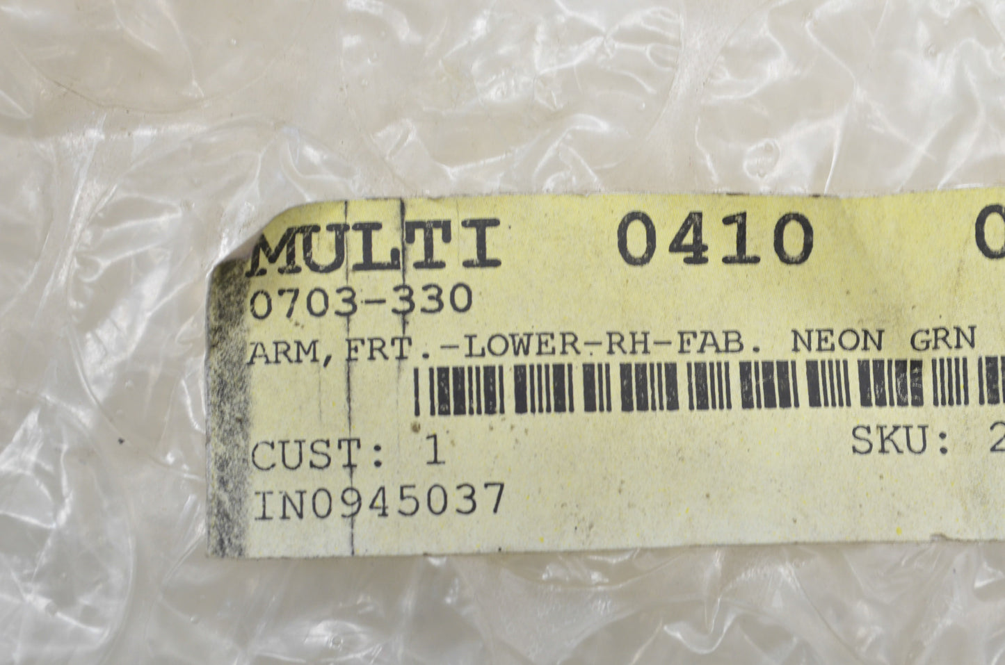 OEM Arctic Cat 0703-330 Lower Right Hand Painted Neon Green Front Arm NOS