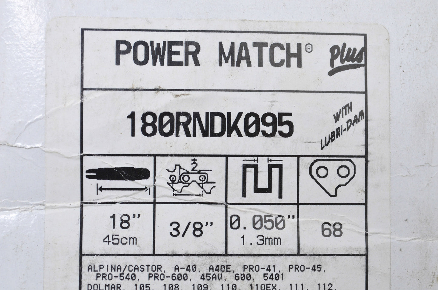 Power Match Plus Chainsaw Bar 3/8' Pitch .050' Gauge 18' NOS