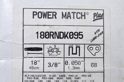 Power Match Plus Chainsaw Bar 3/8' Pitch .050' Gauge 18' NOS