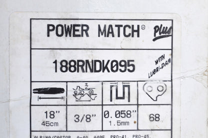 New Oregon Power Match Plus Chainsaw Bar 3/8' Pitch .058' Gauge 18' NOS