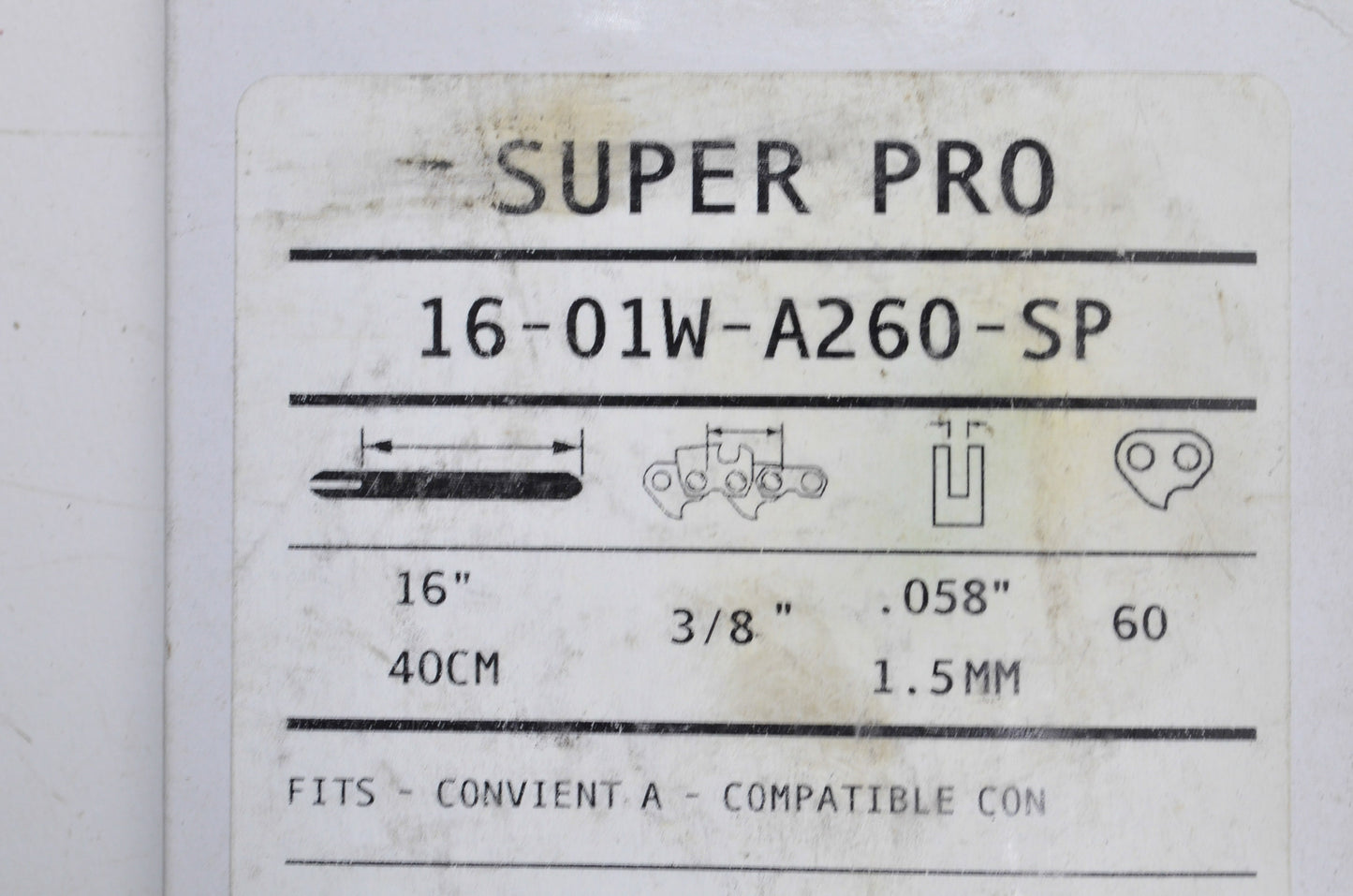 Carlton 16-01W-A260-SP Super Pro Guide Bar 3/8" Pitch .058" Gauge 16" NOS