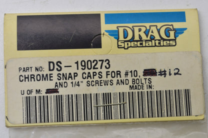 Chrome Snap Cap for #10 & #12 1/4' Screws & Bolts Qty 8 NOS