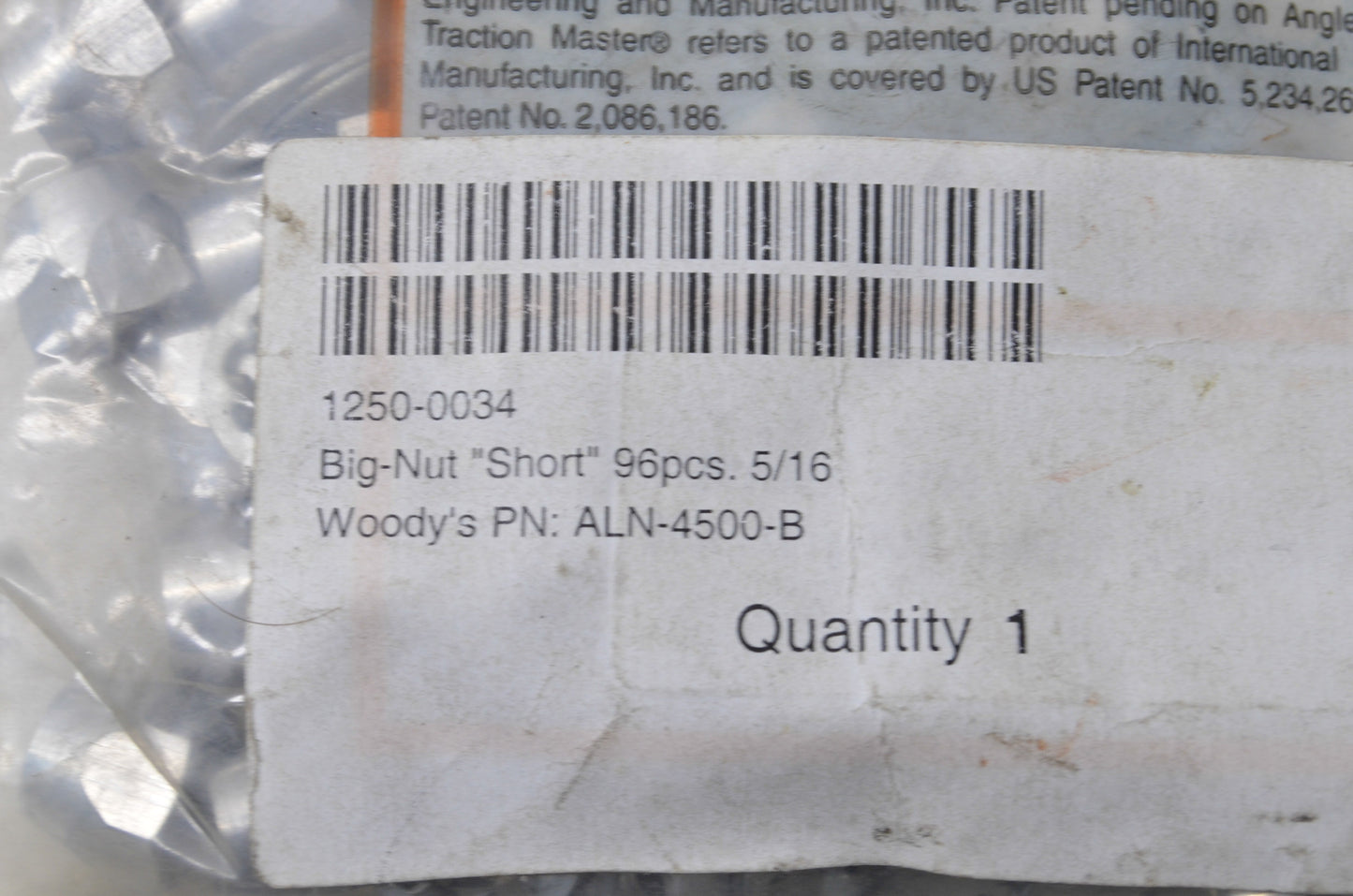 Woody's 1250-0034, ALN-4500-B Big Nut 'Short' 5/16 96 Piece Kit NOS