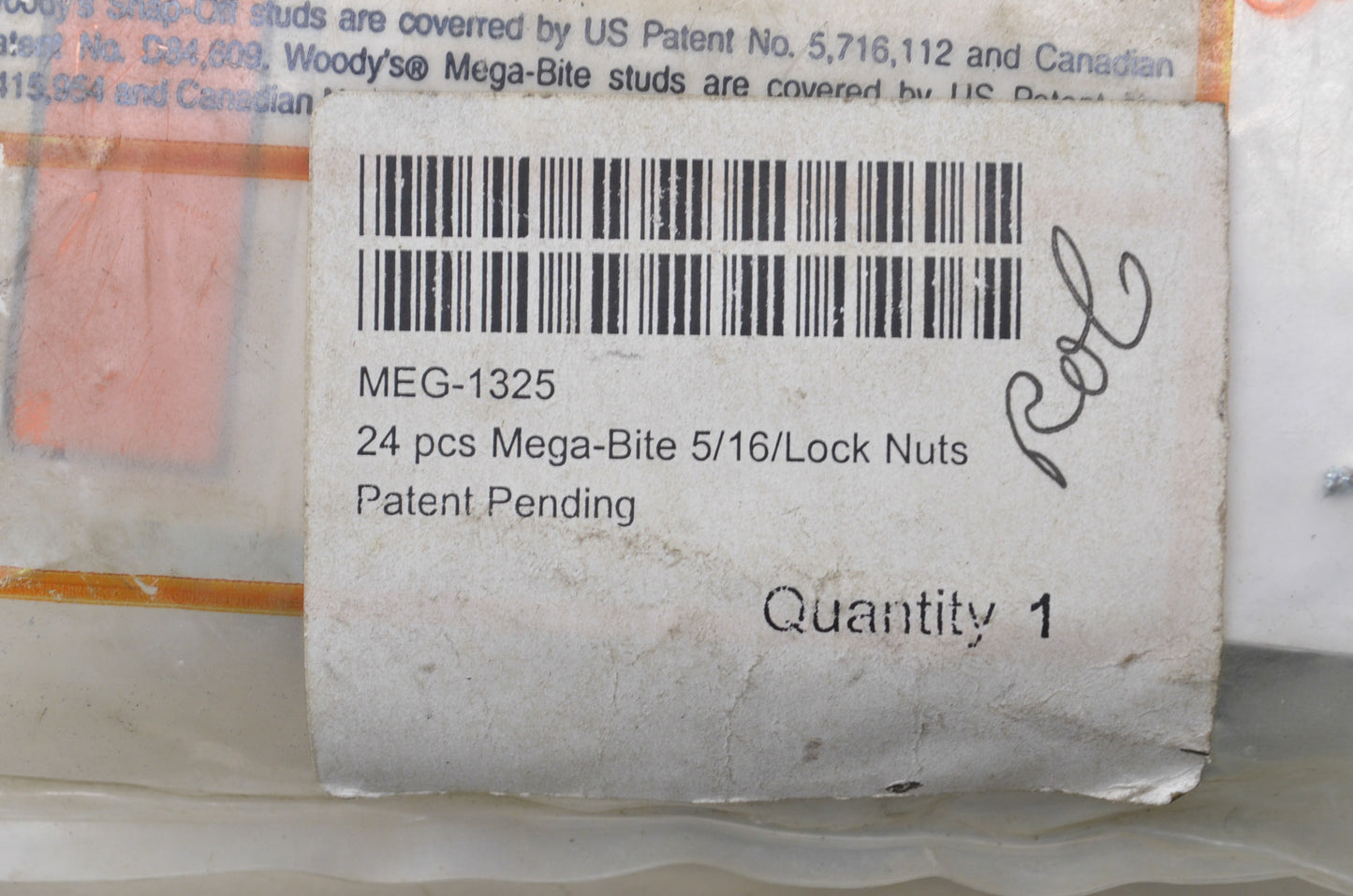 Woody's MEG-1325 Mega Bite Lock Nut 5/16 24 Piece Kit NOS