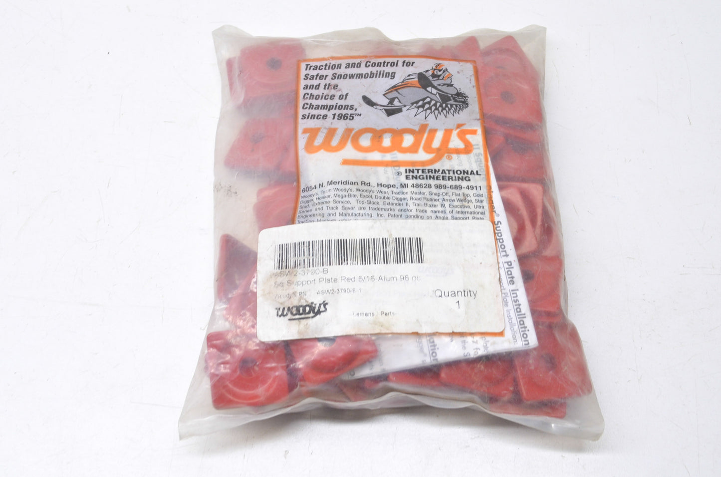 New OEM Woodys Red Square Support Plate 5/16 Aluminum 96 Piece Kit NOS