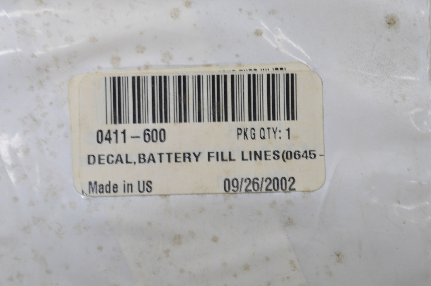 OEM Arctic Cat 0411-600 Battery Fill Line Decal NOS
