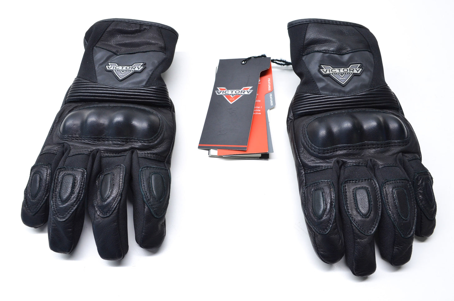 New OEM Victory Mens XL Black Leather Attitude Cruiser Gloves NOS