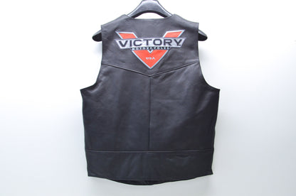 New OEM Victory Vitory Mens Medium Black Leather Borderland Vest NOS