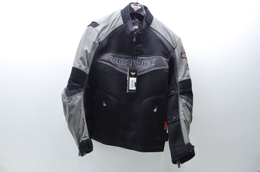 New OEM Victory  Mens Large Black/Grey Medina Mesh Motorcycle Jacket NOS
