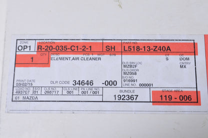 OEM Mazda L518-13-Z40A Air Filter Element NOS