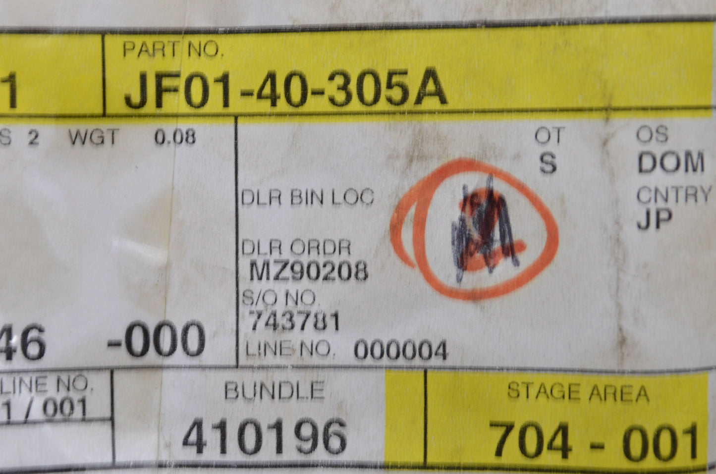 OEM Mazda JF01-40-305A Gasket NOS