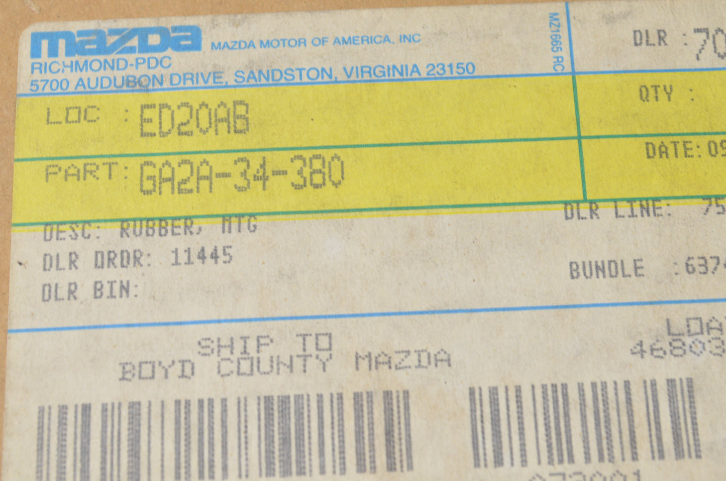 OEM Mazda GA2A-34-380 Suspension Strut Mount NOS