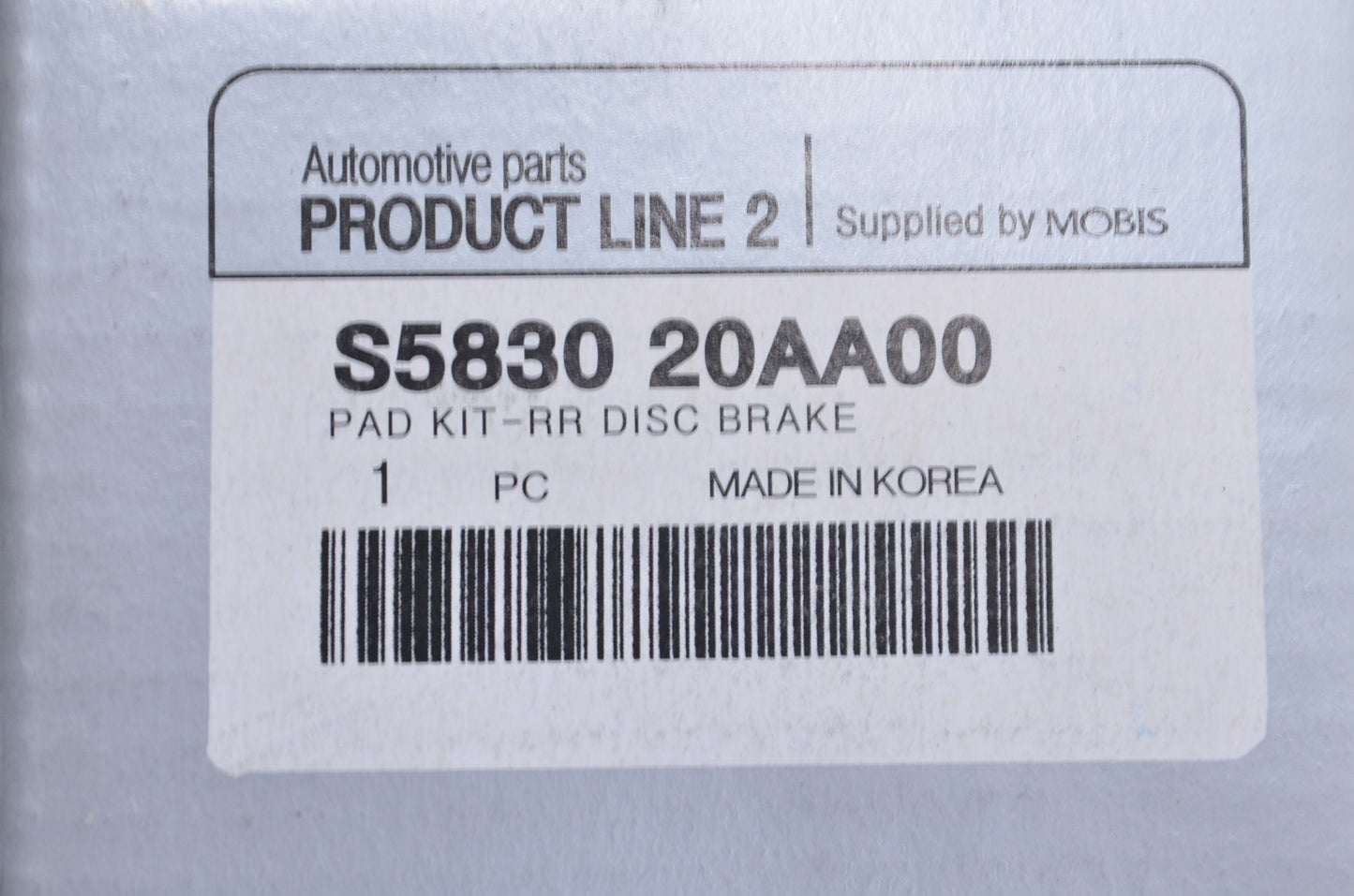 Mobis S5830-20AA00 Brake Pad Kit NOS