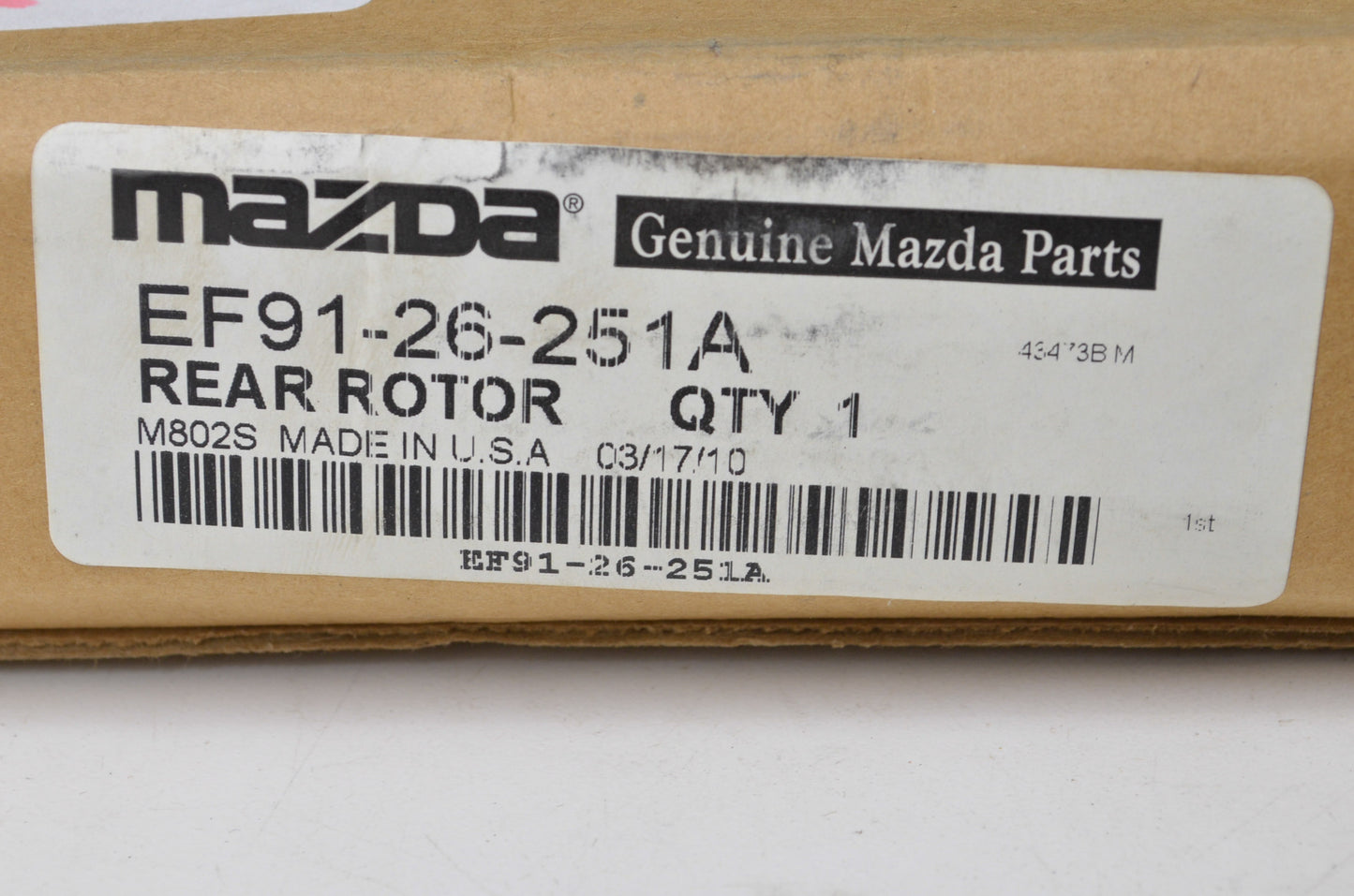 OEM Mazda EF91-26-251A Rear Rotor Disc Plate NOS