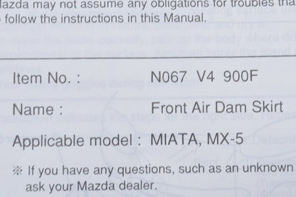 New OEM Mazda Primed Front Air Dam Skirt NOS