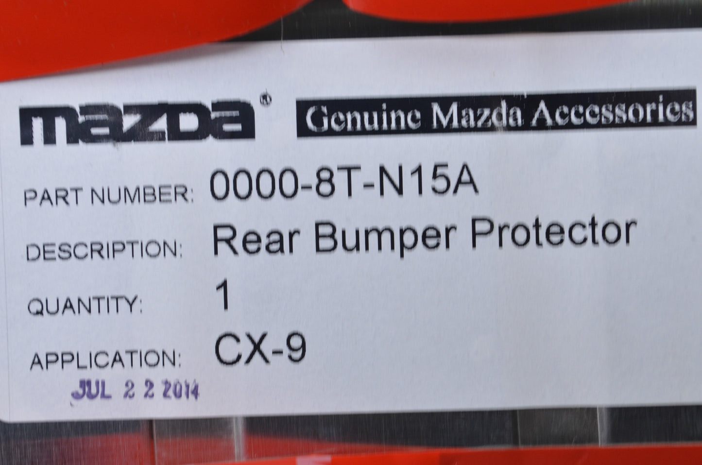New OEM Mazda Rear Bumper Guard NOS