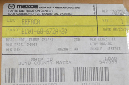 OEM Ford YL84-7813005-A, EC01-68-67ZA-20 Tan Rear Floor Mat Set NOS