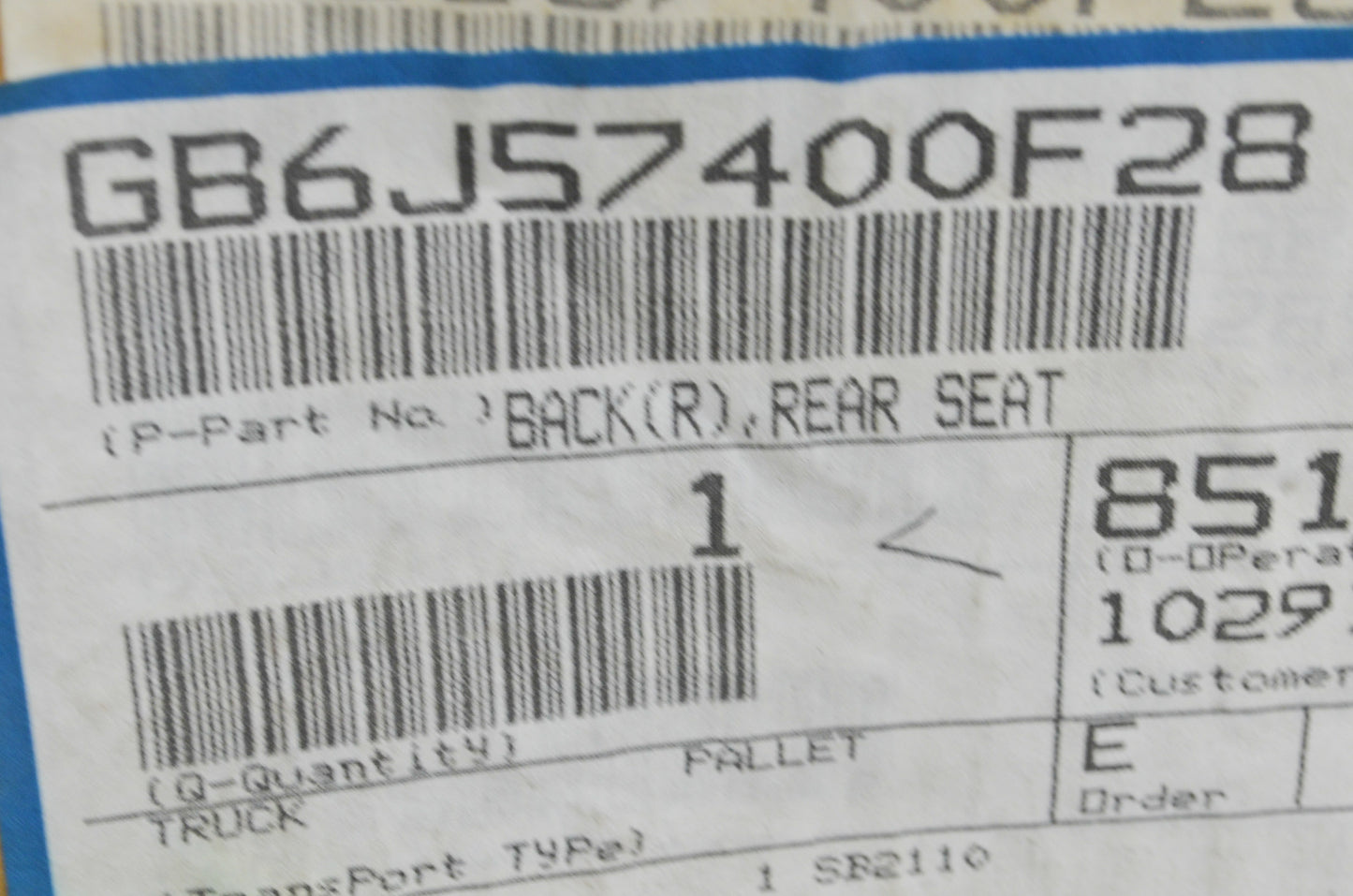 OEM Mazda GB6J-57-400F-28 Rear Passenger Seat Cushion NOS