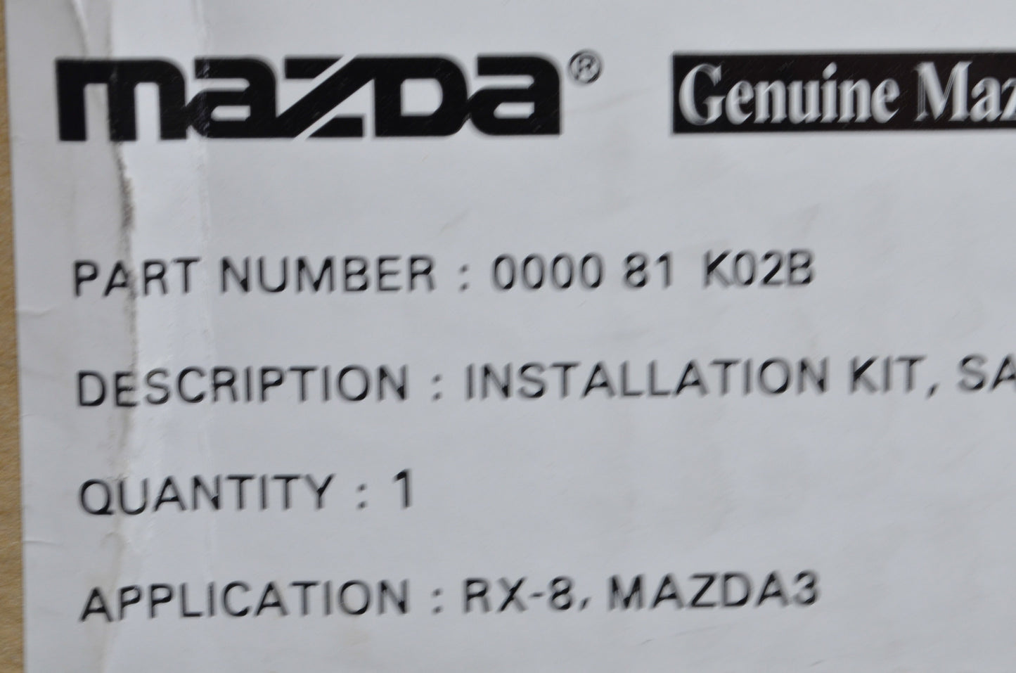 New OEM Mazda Satellitte Radio Installation Kit NOS